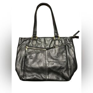 Great American Leather Works Black Tote Bag 100% Genuine Leather Purse